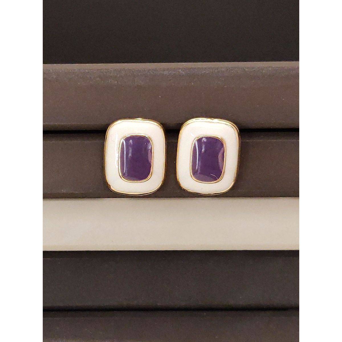 Abdesigns Elegant Gold Plated Stud Earrings Purple