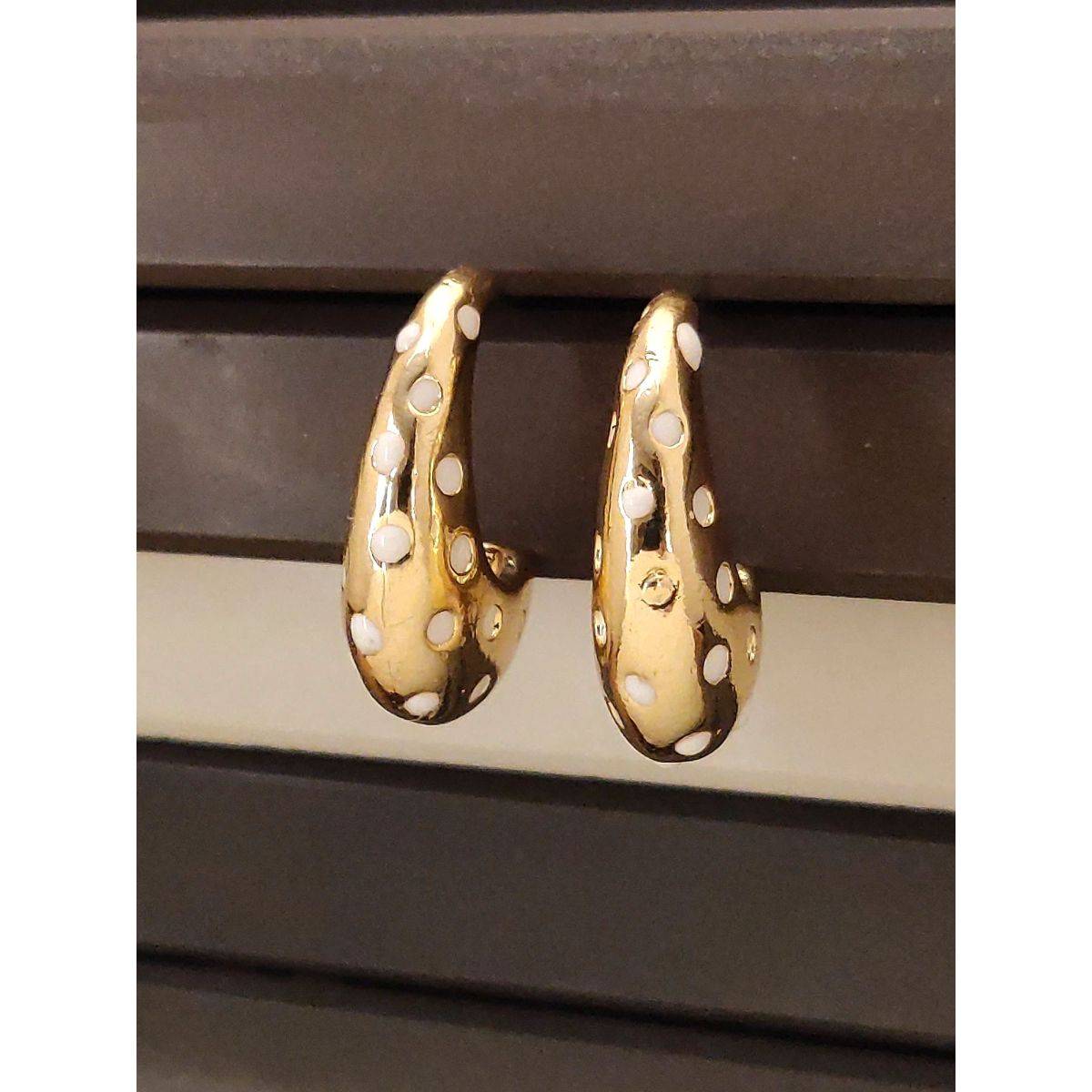 Abdesigns Elegant Gold Plated Half Hoops Earrings White