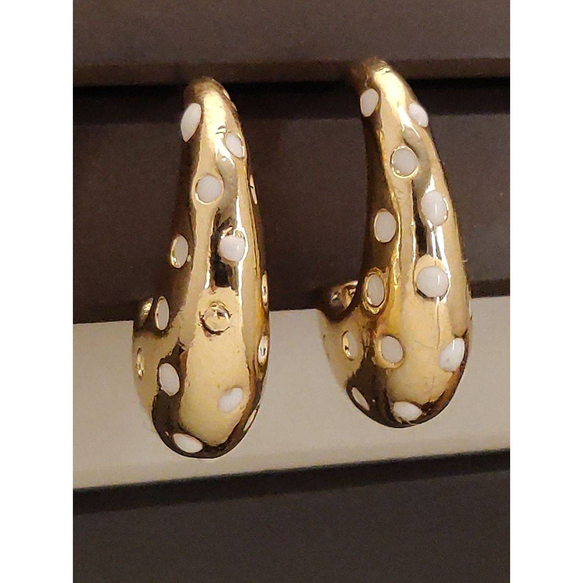 Abdesigns Elegant Gold Plated Half Hoops Earrings White