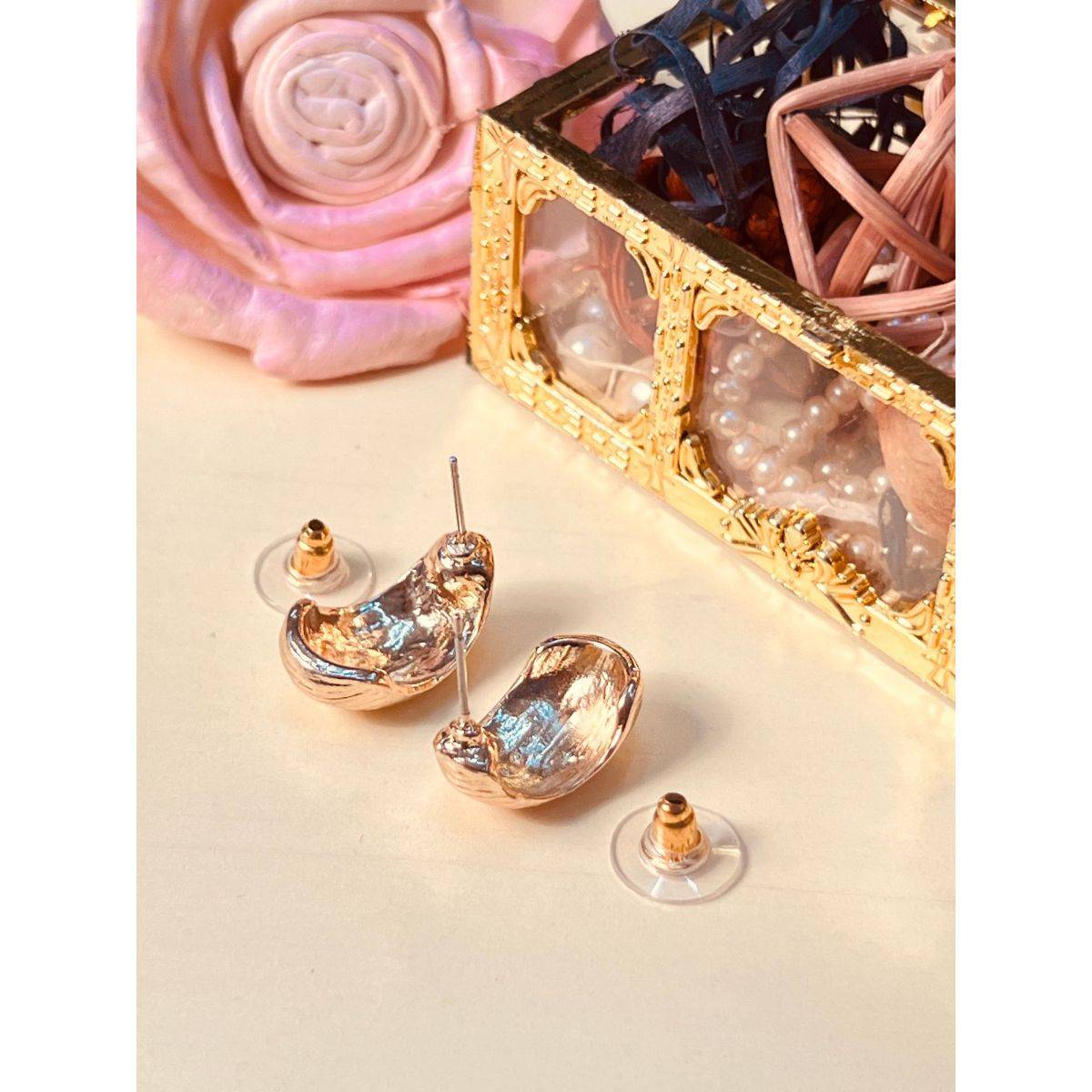Abdesigns Elegant Gold Plated Half Hoops Earrings Gold