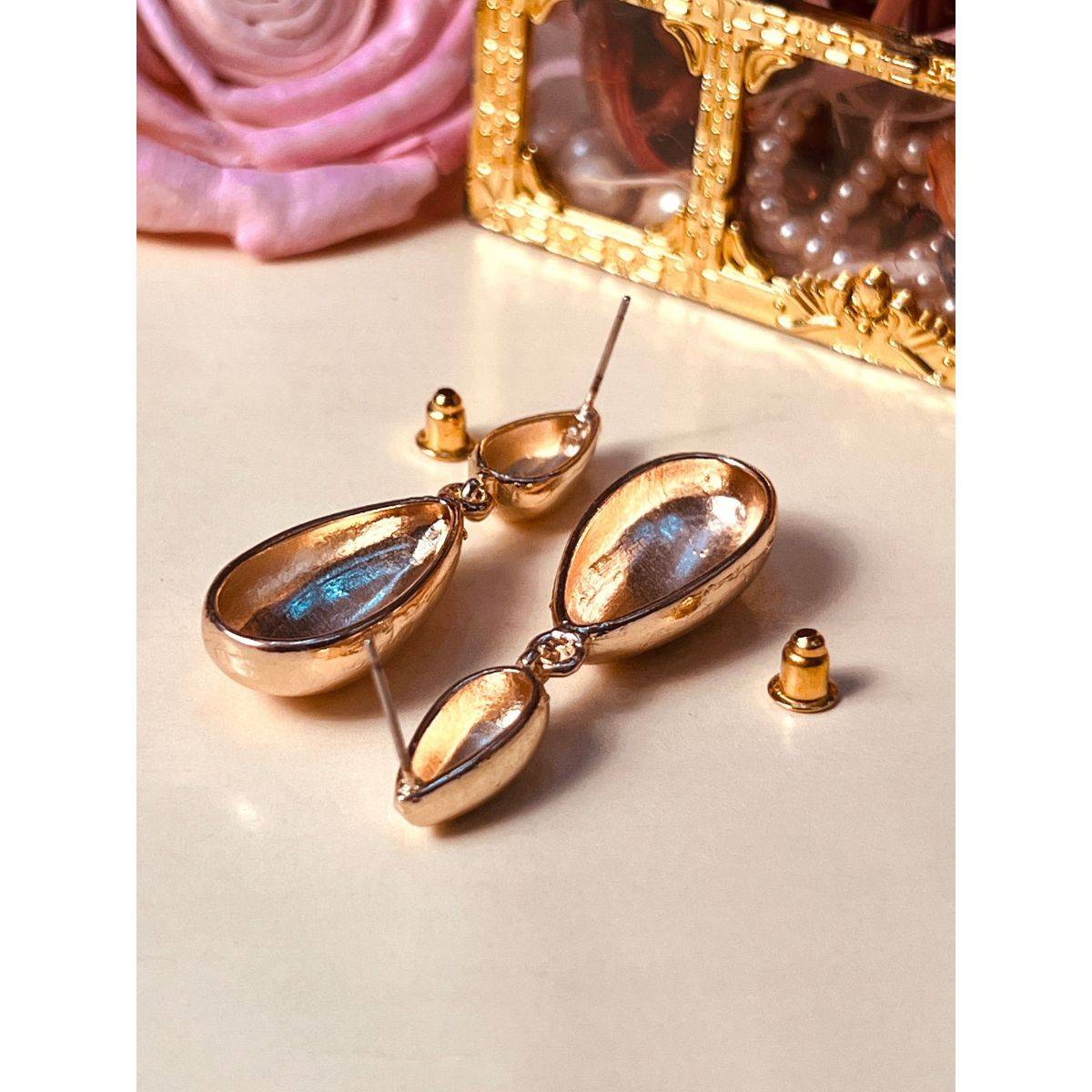 Abdesigns Elegant Gold Plated Drop Earrings Gold