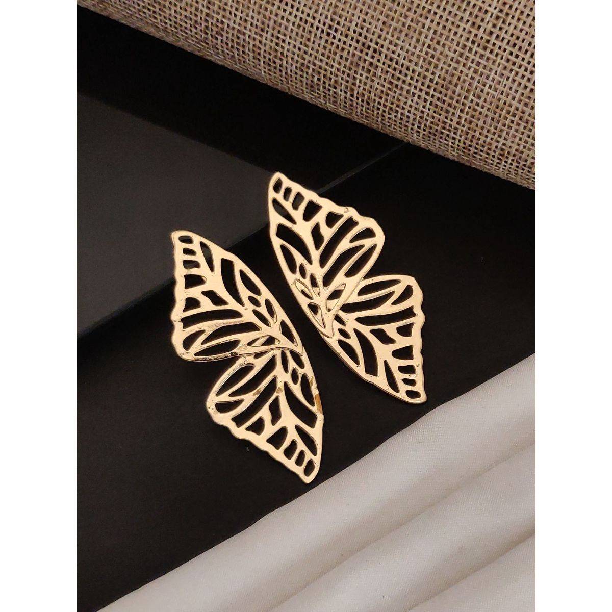 Abdesigns Elegant Gold Plated Stud Earrings Gold