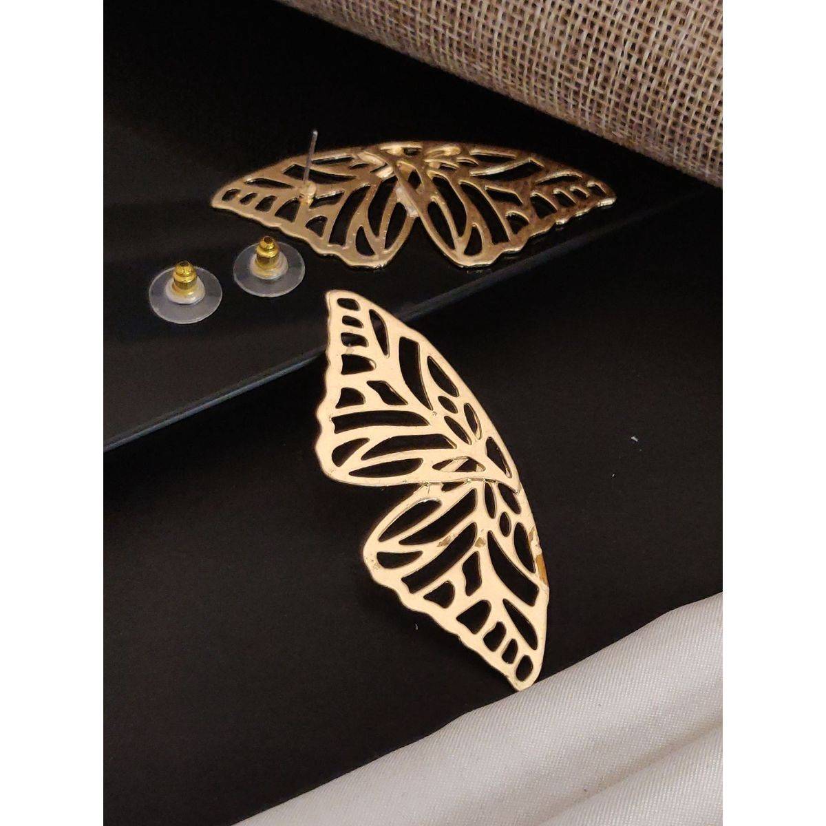 Abdesigns Elegant Gold Plated Stud Earrings Gold