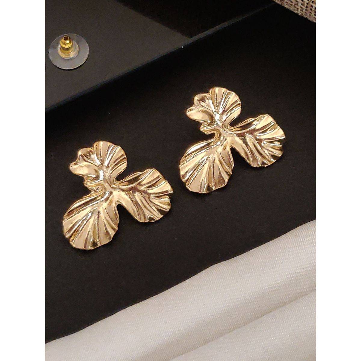 Abdesigns Elegant Gold Plated Stud Earrings Gold