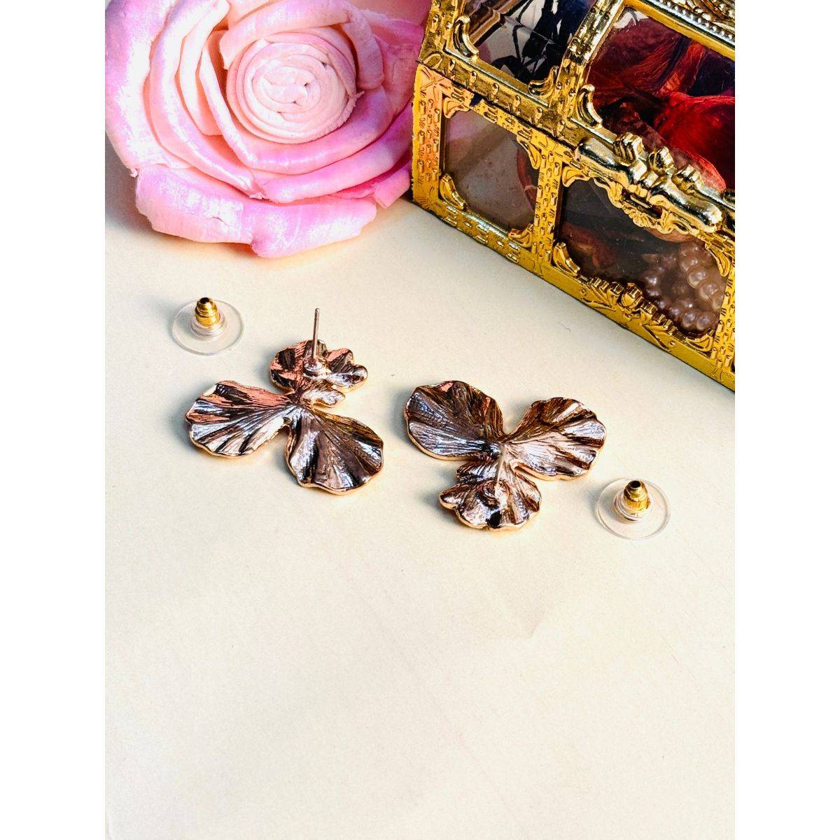 Abdesigns Elegant Gold Plated Stud Earrings Gold