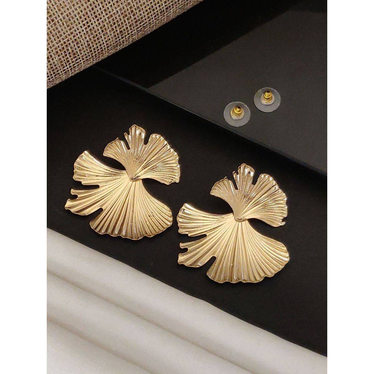 Abdesigns Elegant Gold Plated Stud Earrings Gold