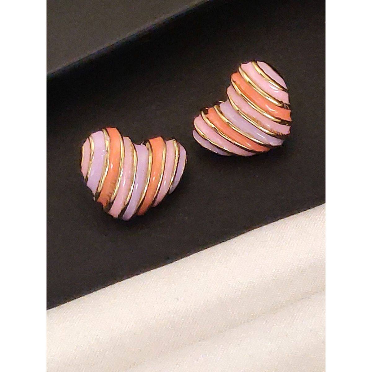 Abdesigns Elegant Gold Plated Stud Earrings Pink