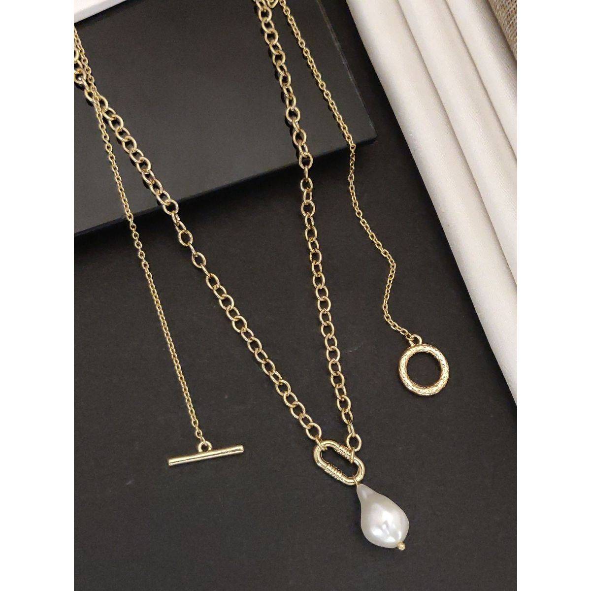 Abdesigns Sophisticated Gold Plated Layered Necklace for Women Gold