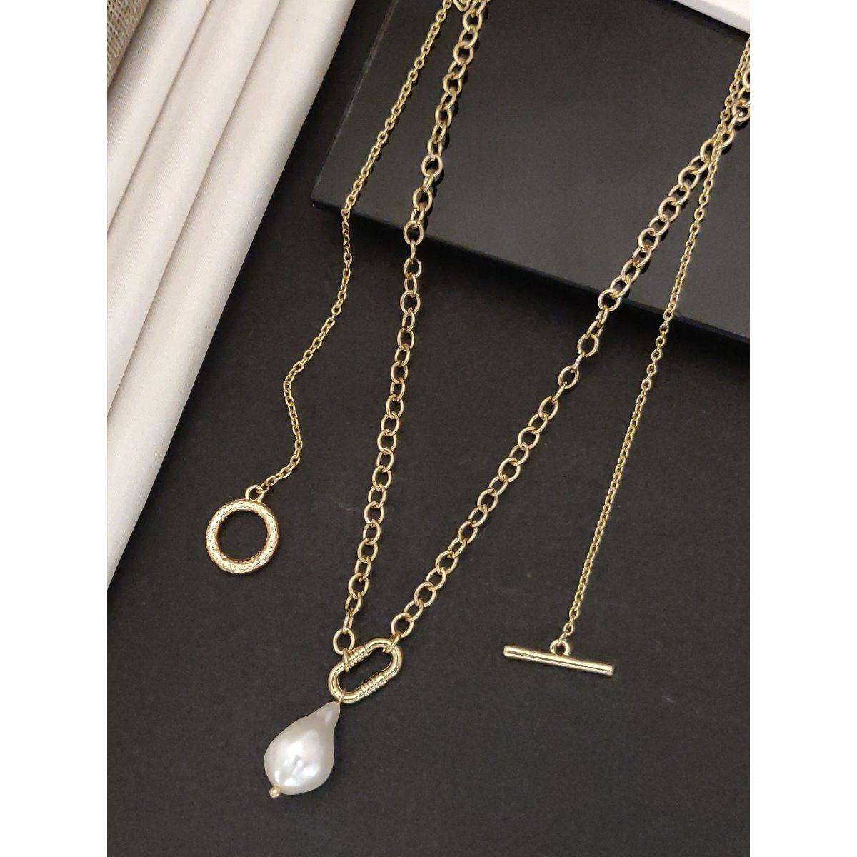 Abdesigns Sophisticated Gold Plated Layered Necklace for Women Gold