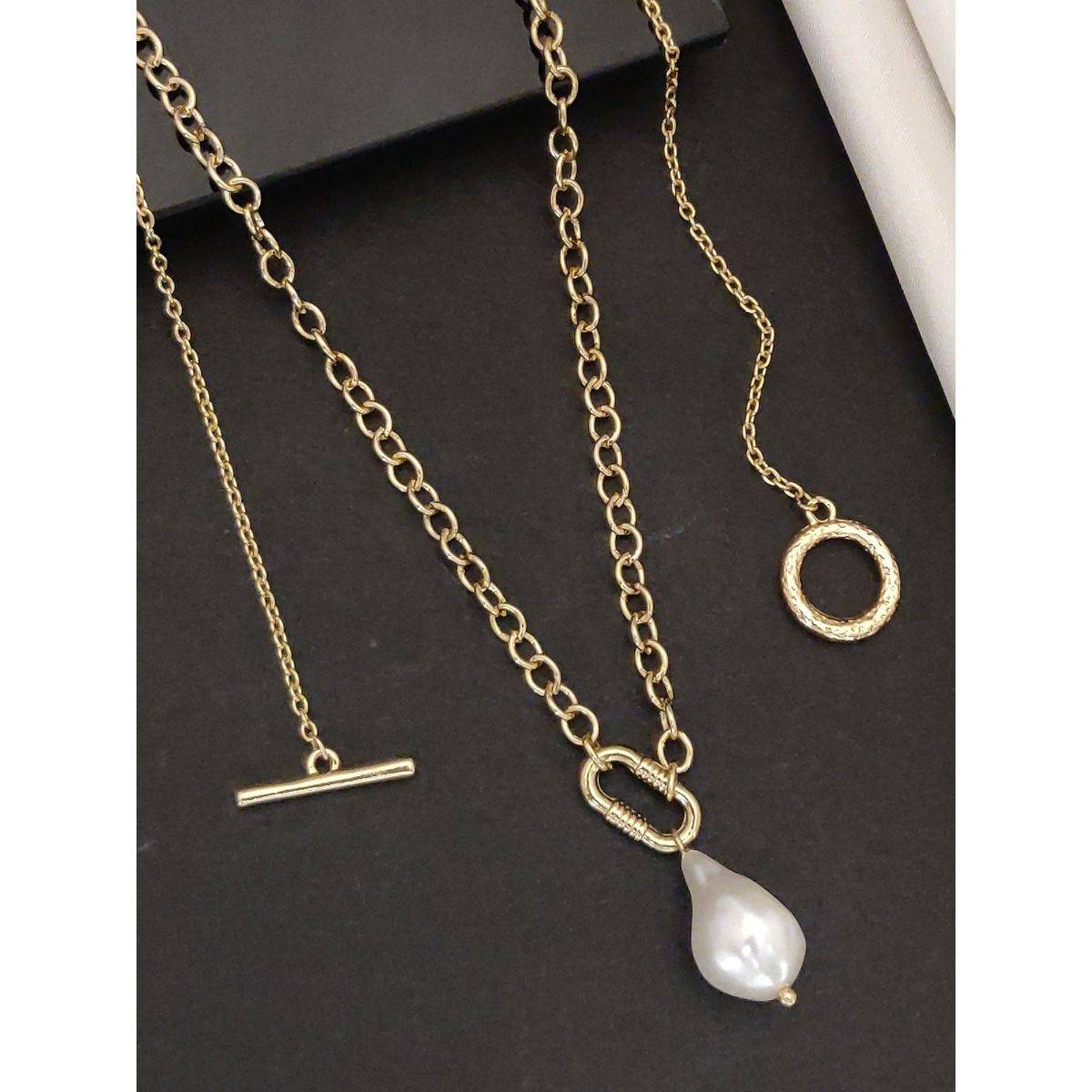 Abdesigns Sophisticated Gold Plated Layered Necklace for Women Gold