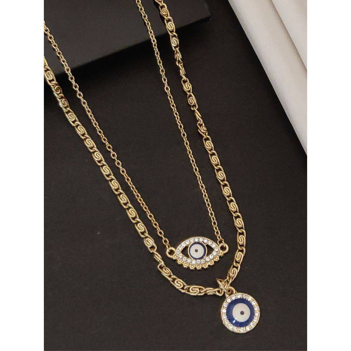 Abdesigns Sophisticated Gold Plated Layered Necklace for Women Blue