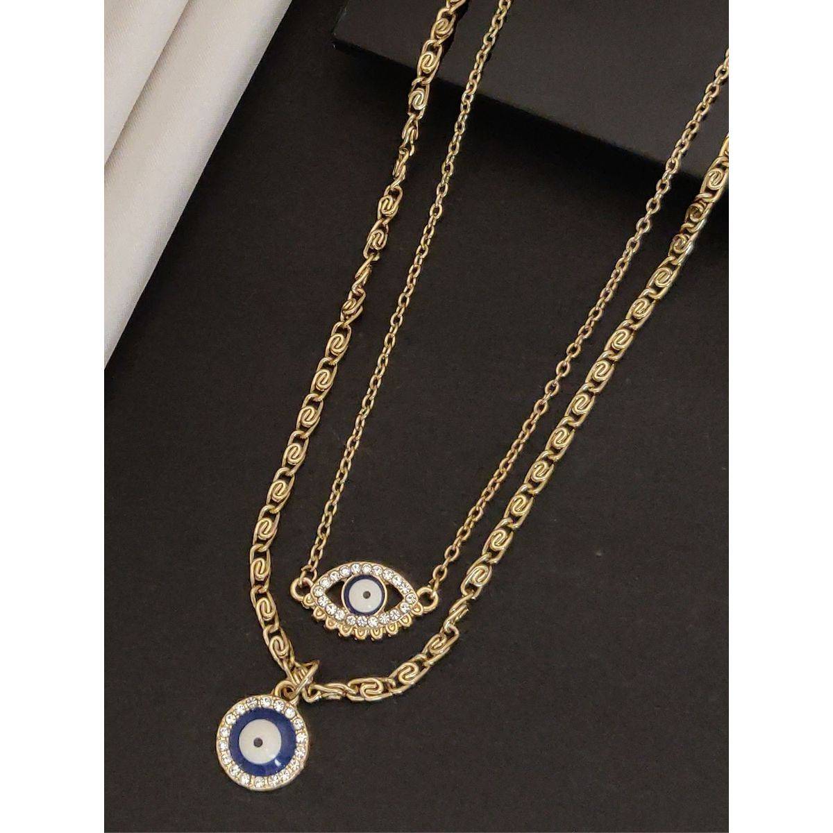 Abdesigns Sophisticated Gold Plated Layered Necklace for Women Blue