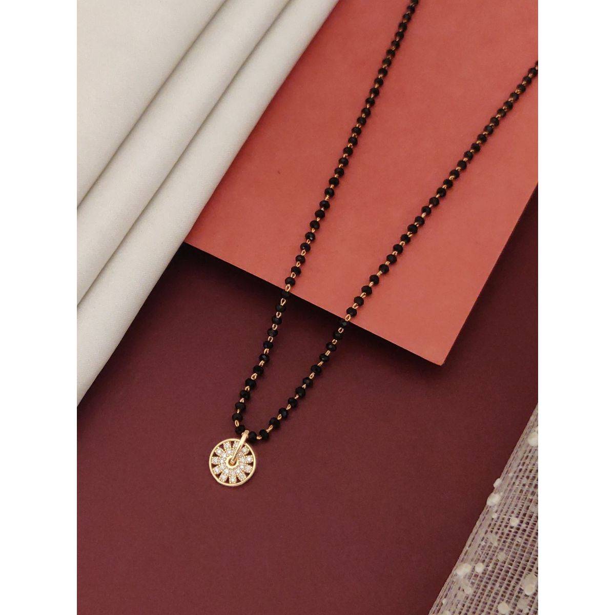 Abdesigns Rose Gold Plated American Diamond Mangalsutra White