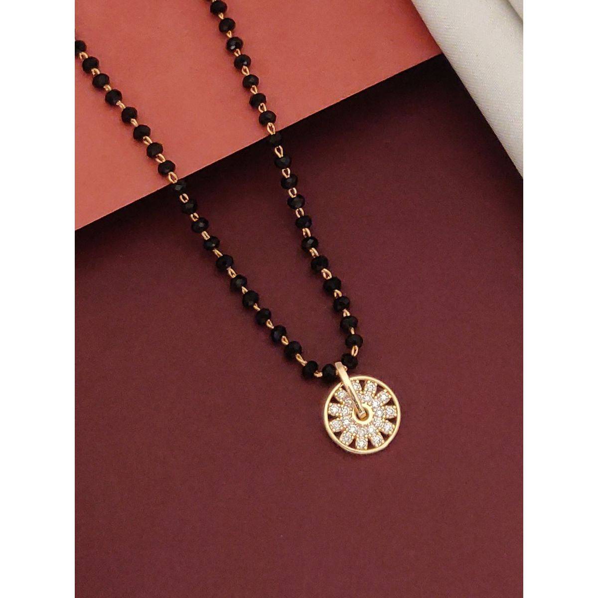 Abdesigns Rose Gold Plated American Diamond Mangalsutra White