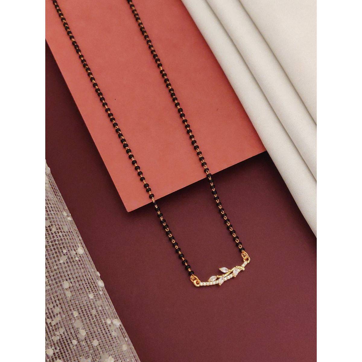 Abdesigns Rose Gold Plated American Diamond Mangalsutra White