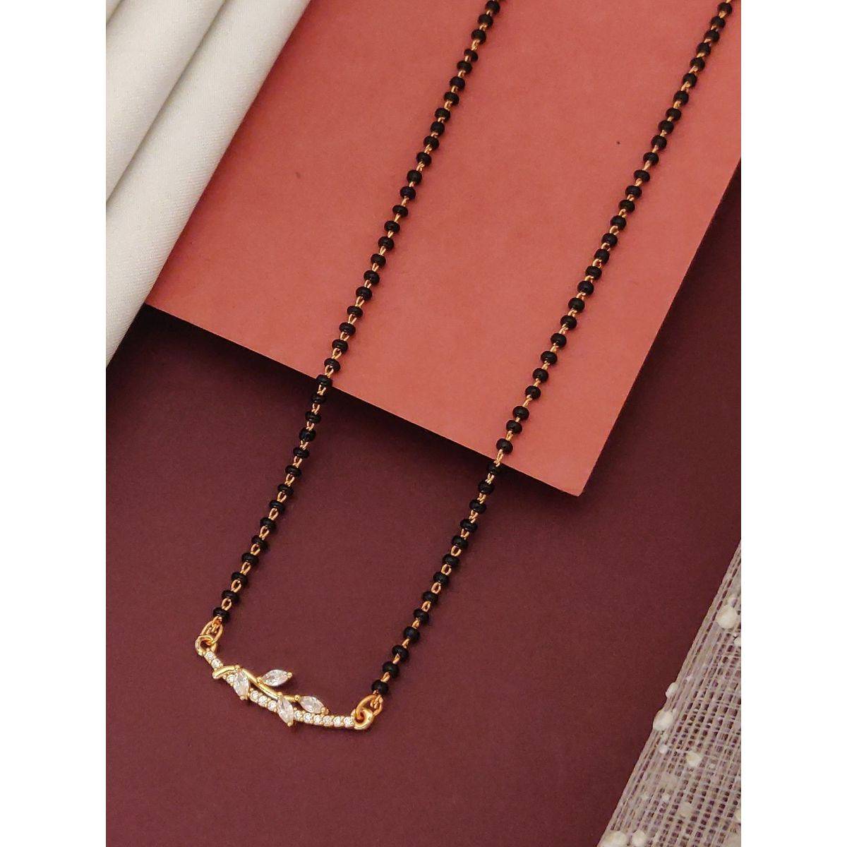 Abdesigns Rose Gold Plated American Diamond Mangalsutra White