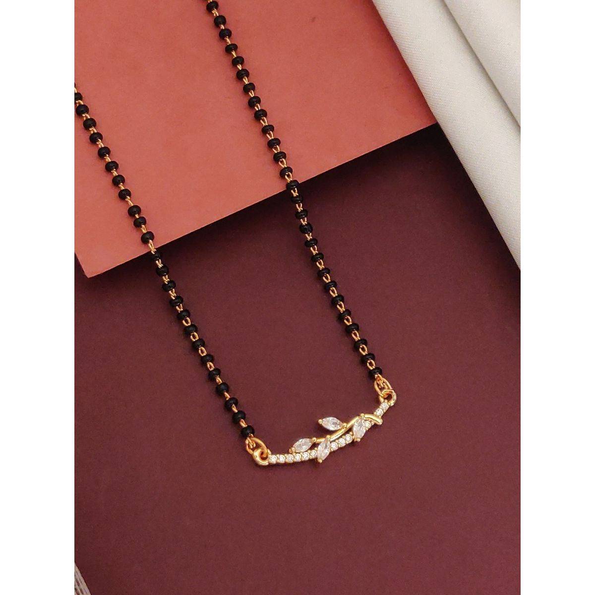 Abdesigns Rose Gold Plated American Diamond Mangalsutra White