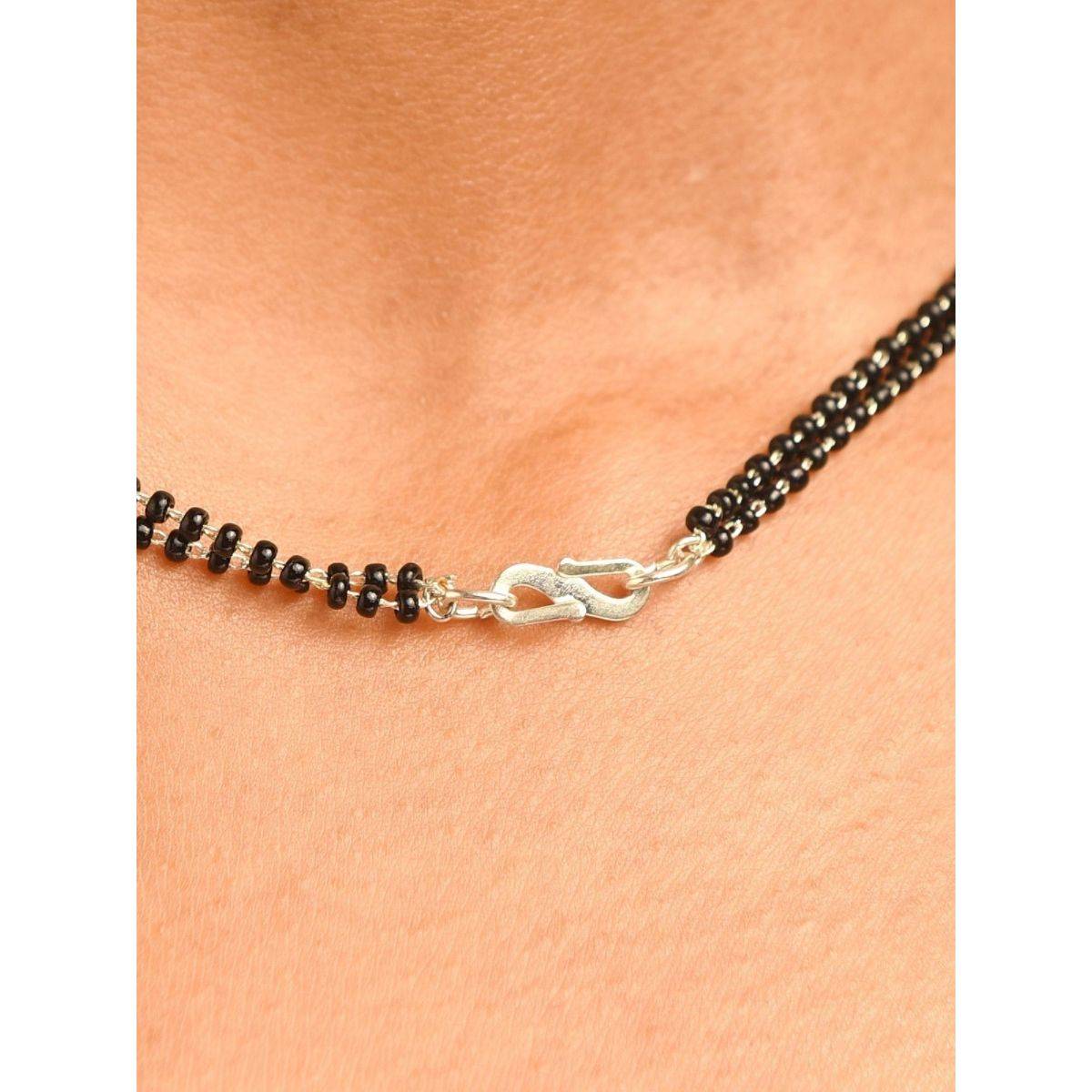 Abdesigns Sophisticated Silver Plated American Diamond Mangalsutra With Pair Of Earrings White