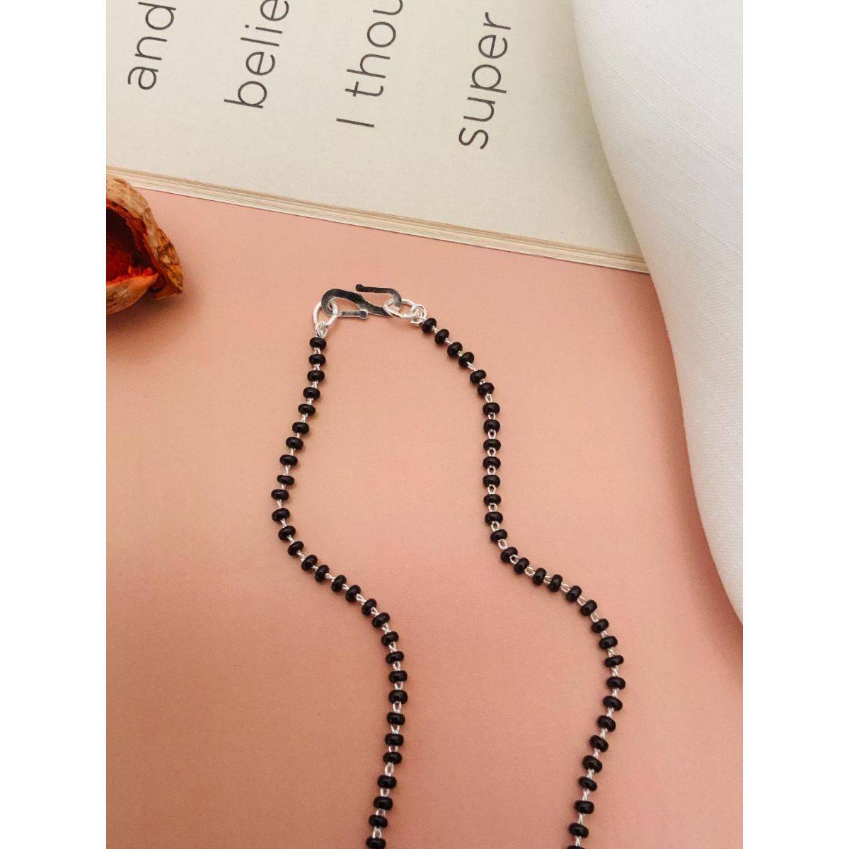 Abdesigns Silver Plated American Diamond Studded And Beaded Mangalsutra