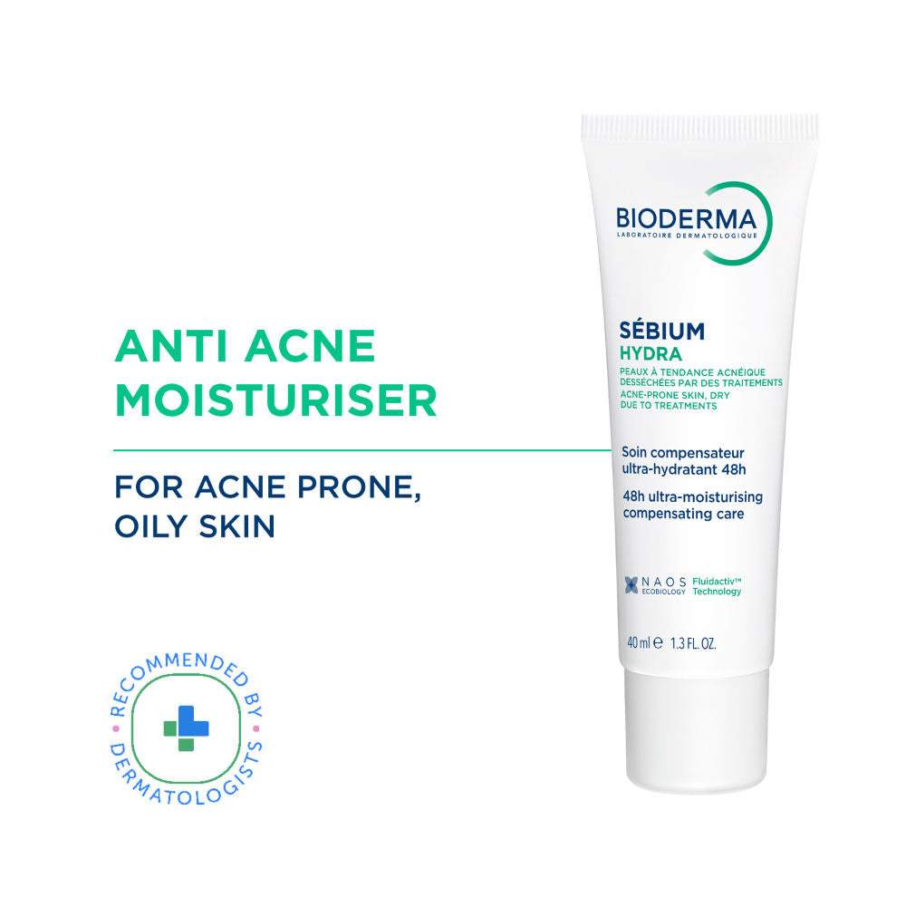 Bioderma Moisturizer Sebium Hydra for Oily, Acne-Prone Skin with Ceramides for 24H Hydration (40ml)