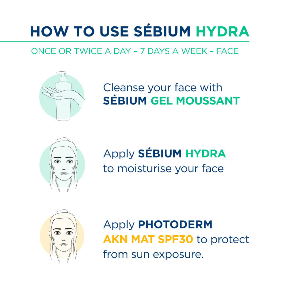 Bioderma Moisturizer Sebium Hydra for Oily, Acne-Prone Skin with Ceramides for 24H Hydration (40ml)