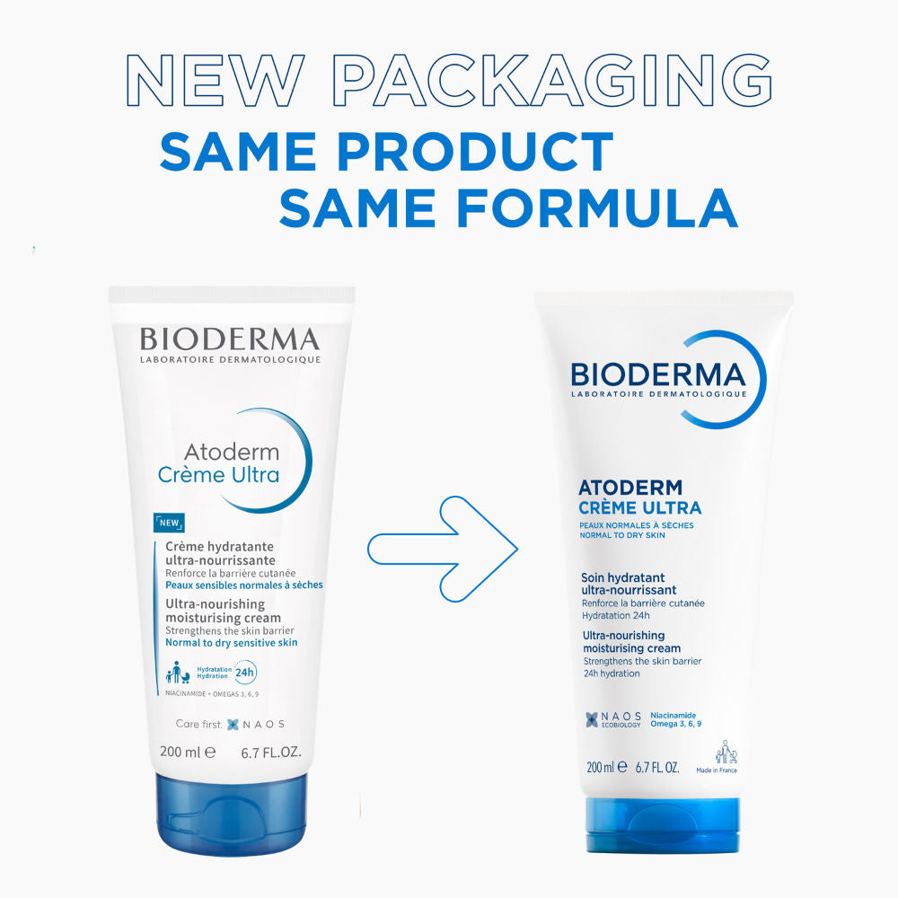 Bioderma Atoderm Creme Ultra-Nourising Moisturising Cream Boosts Hyaluronic Acid, Ceramides (200 ml)