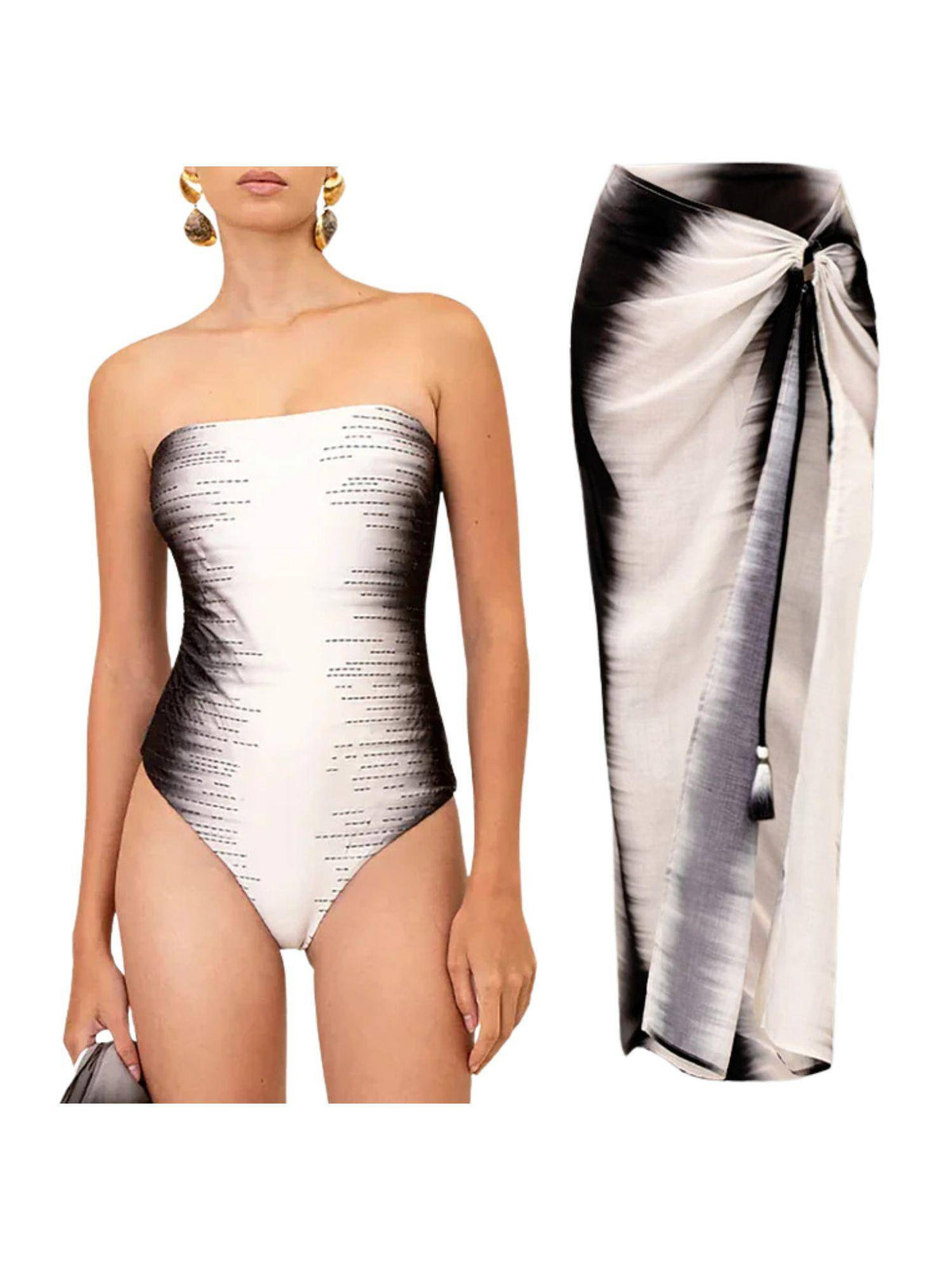 Addery Midnight Fade Strapless Monokini and Sarong (S) · S