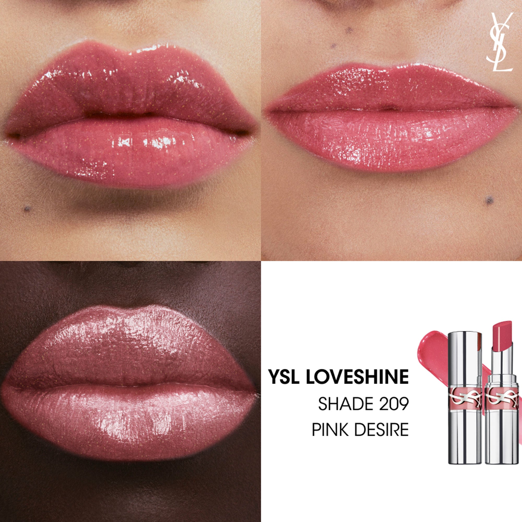 Yves Saint Laurent Loveshine High Shine Lipstick With 24H Hydration - 209 Pink Desire (3.2g)