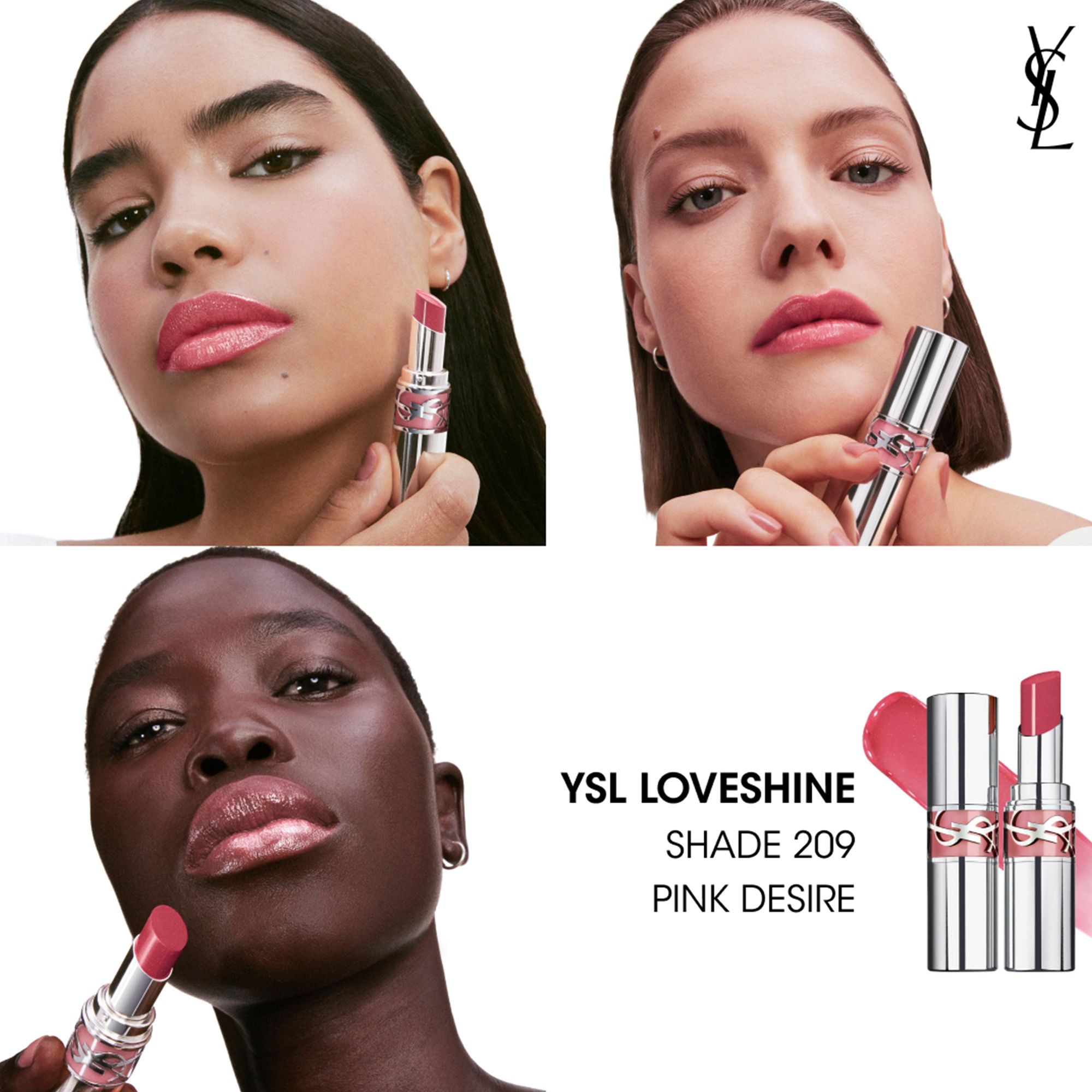 Yves Saint Laurent Loveshine High Shine Lipstick With 24H Hydration - 209 Pink Desire (3.2g)