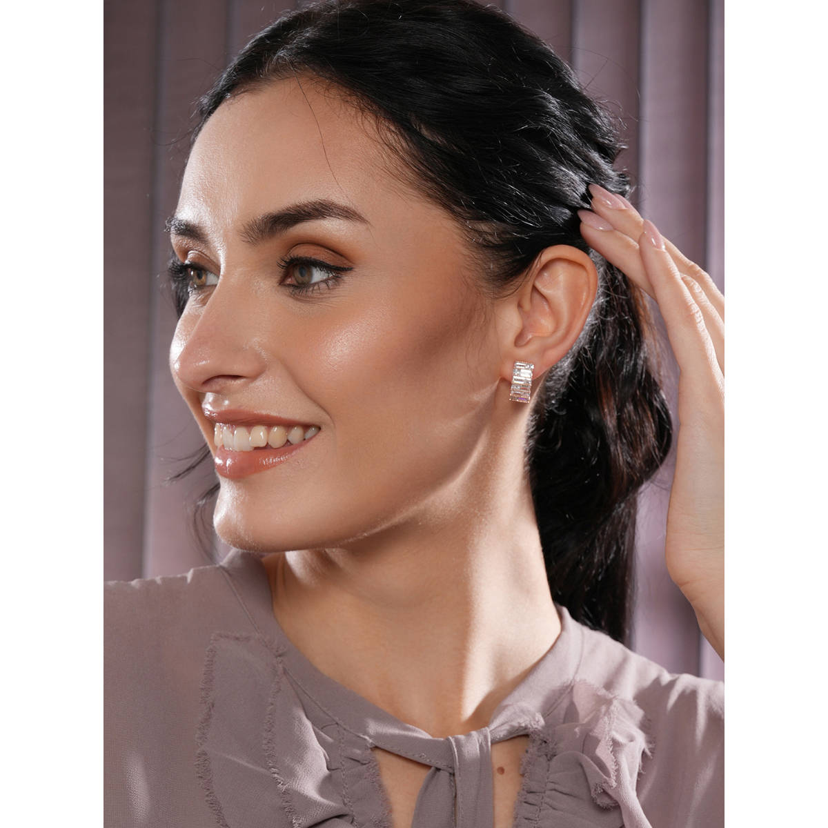 Aatmana White Silver-Toned Rose Gold-Plated CZ Circular Stud Earrings · One Size