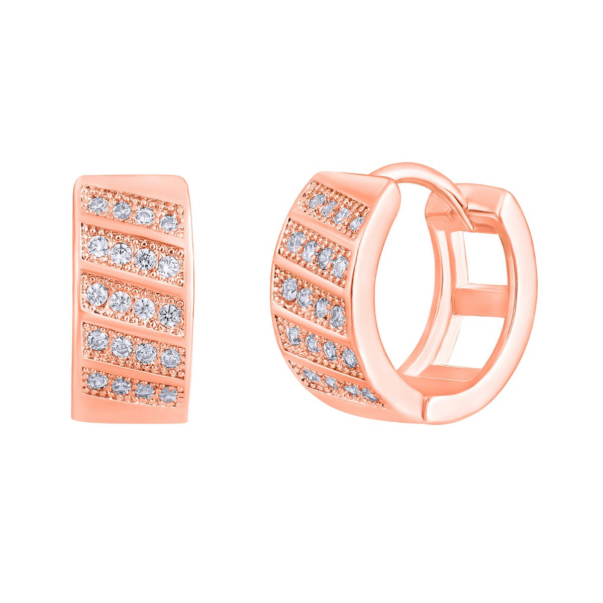 Aatmana Rose Gold Plated American Diamond Studded Hoop Earrings