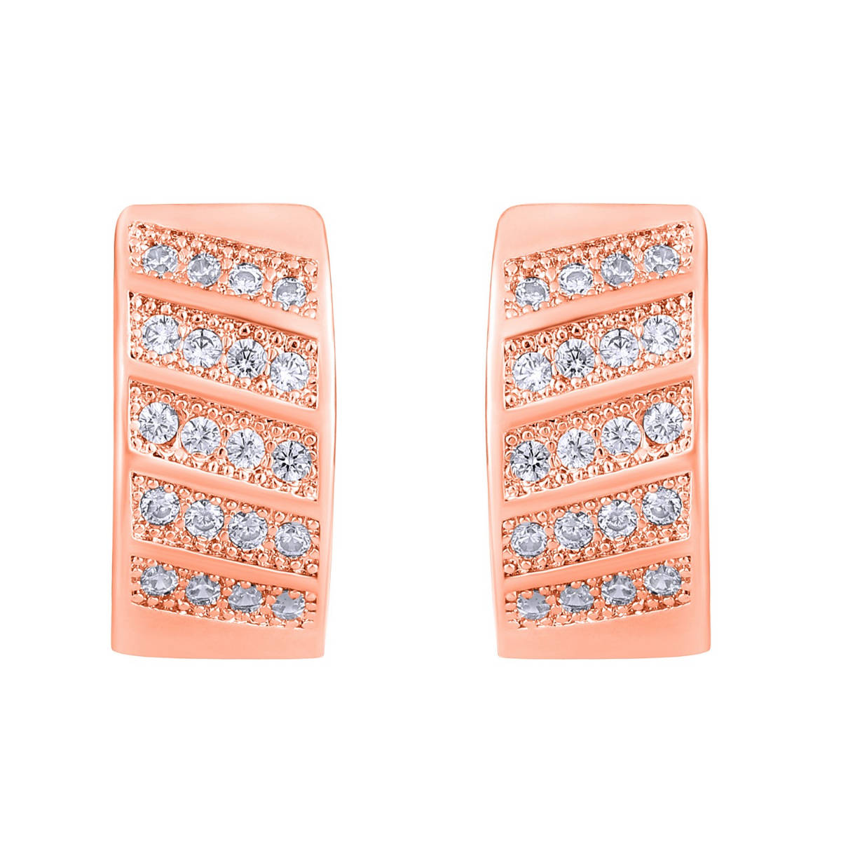 Aatmana Rose Gold Plated American Diamond Studded Hoop Earrings