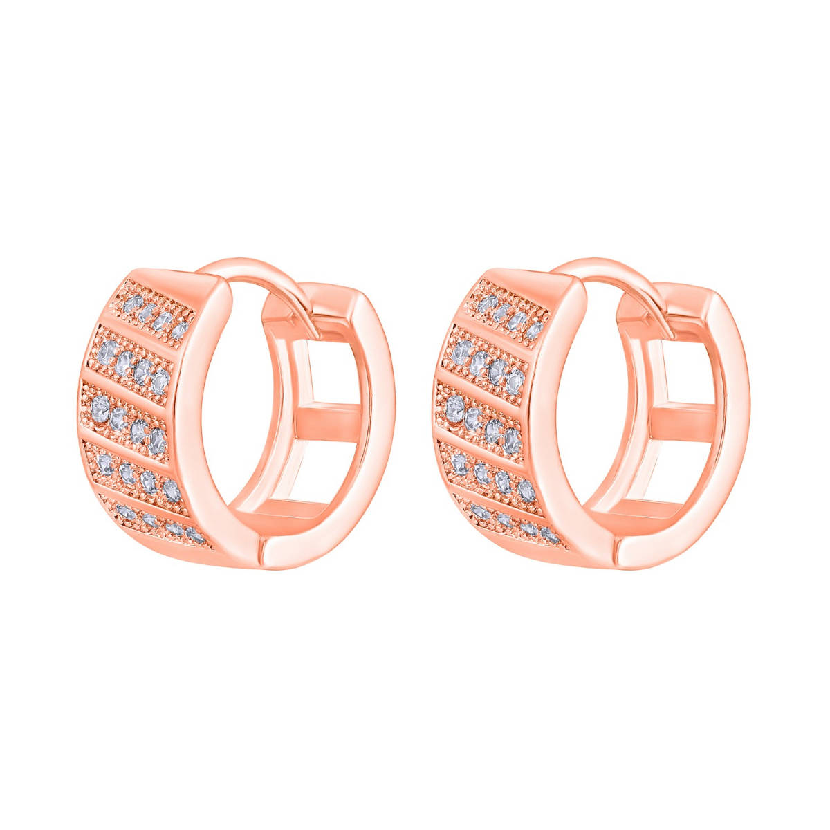 Aatmana Rose Gold Plated American Diamond Studded Hoop Earrings