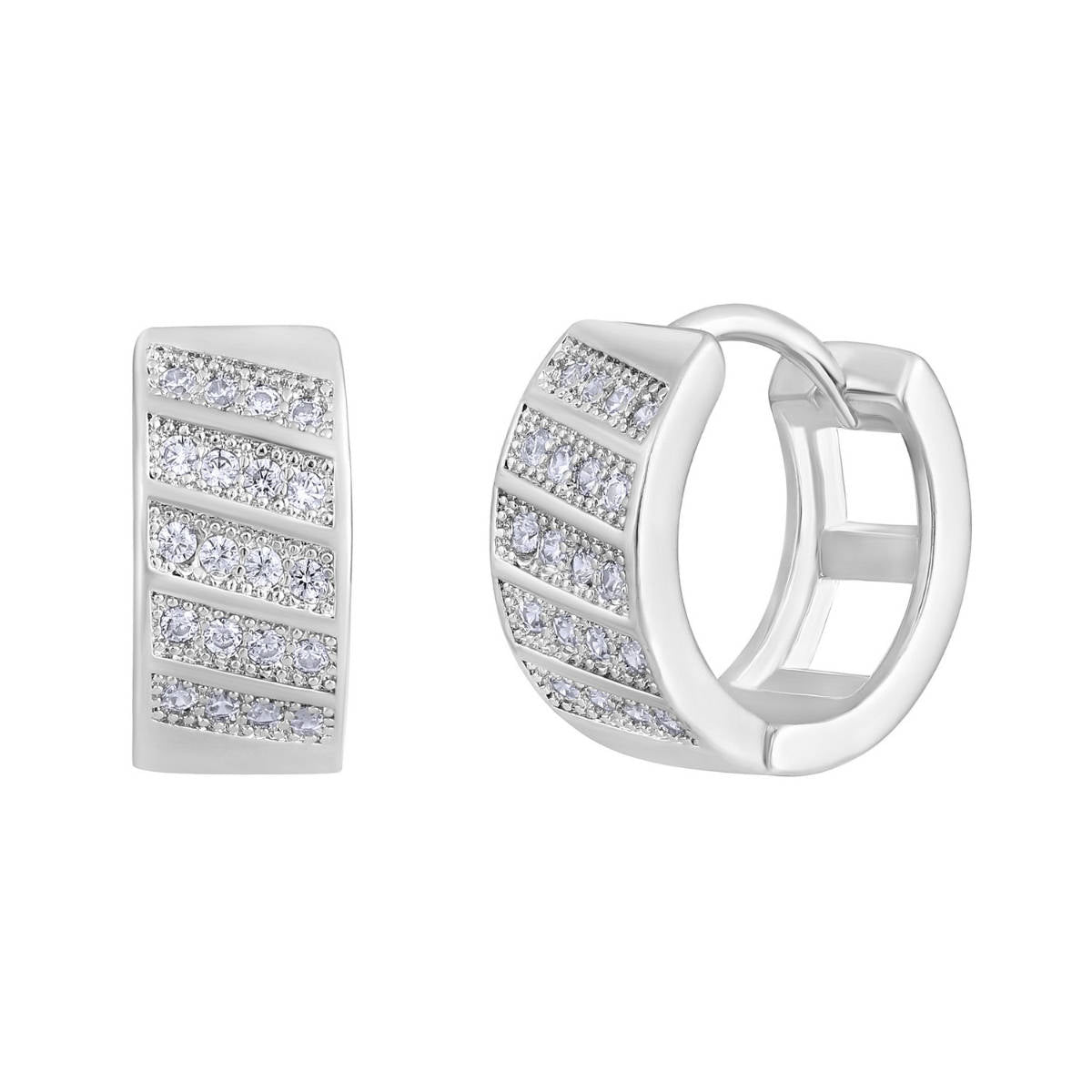 Aatmana Silver Plated American Diamond Studded Hoop Earrings