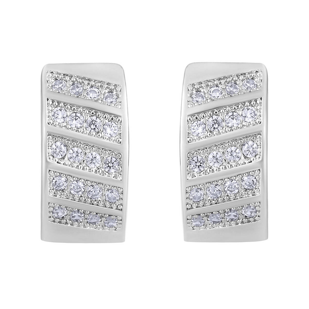 Aatmana Silver Plated American Diamond Studded Hoop Earrings