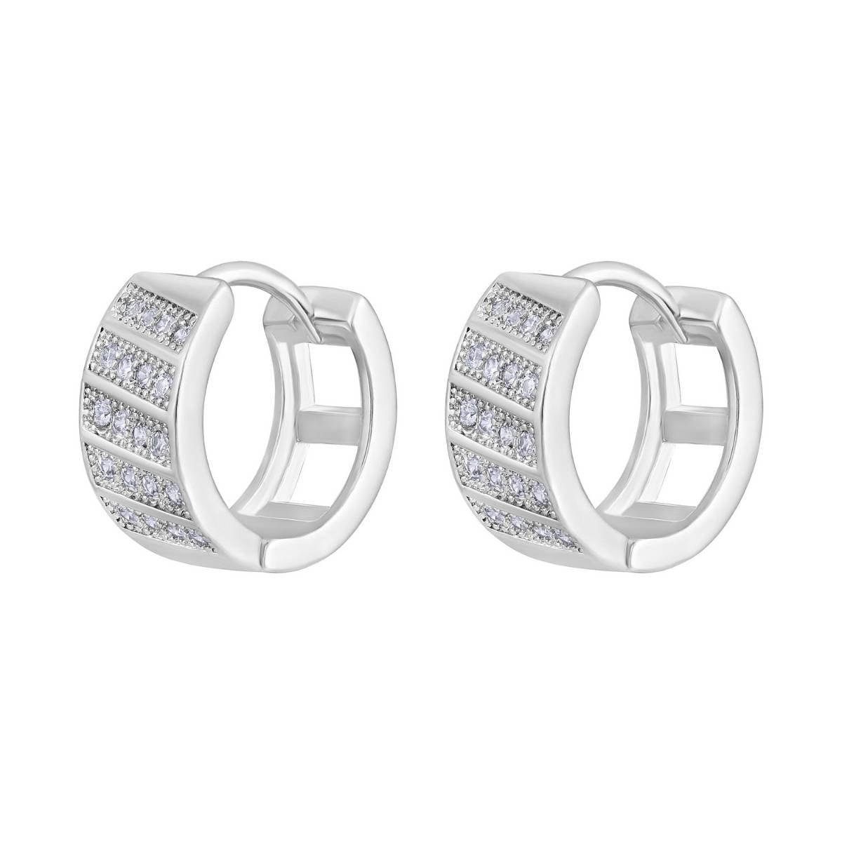 Aatmana Silver Plated American Diamond Studded Hoop Earrings