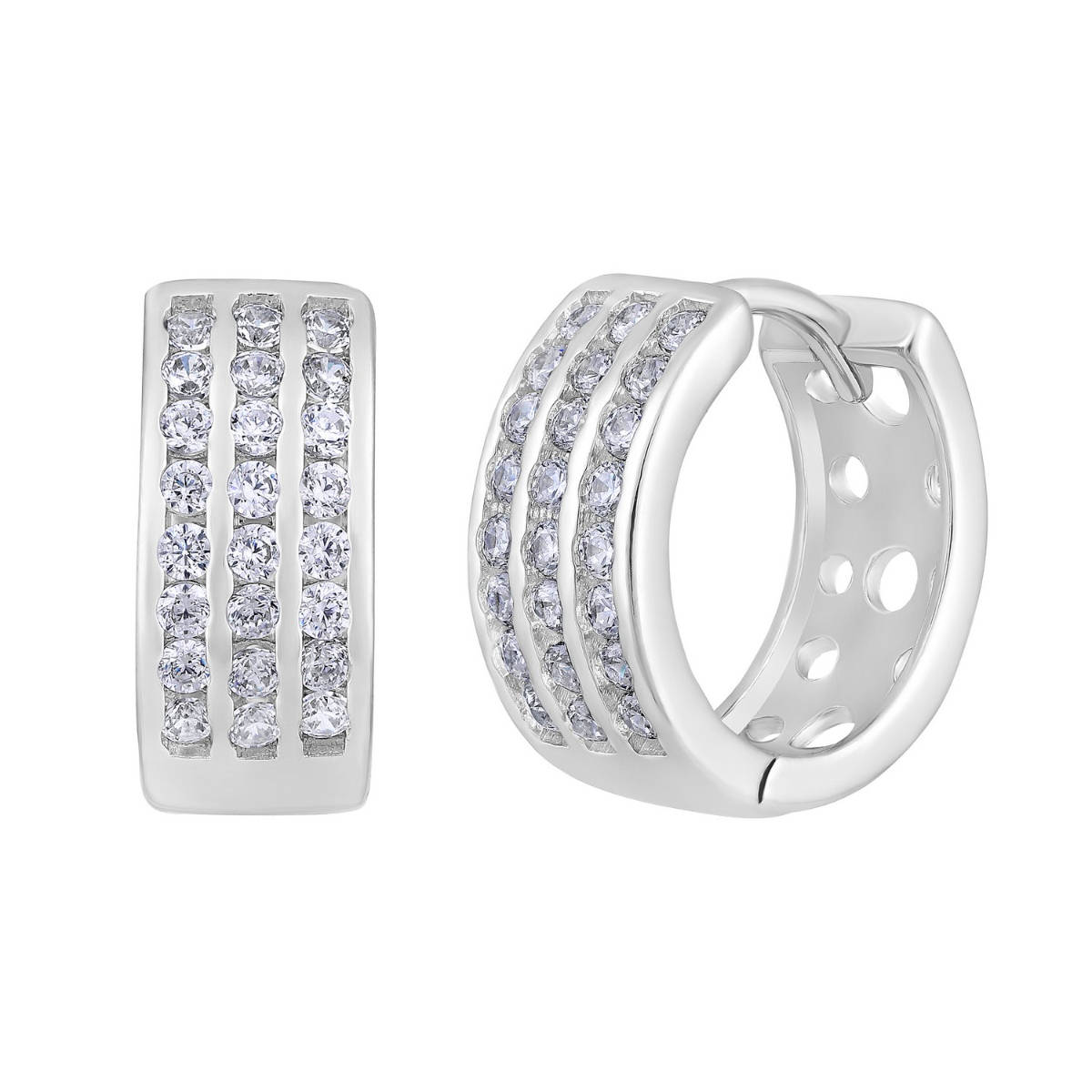 Aatmana Silver Plated American Diamond Studded Hoop Earrings