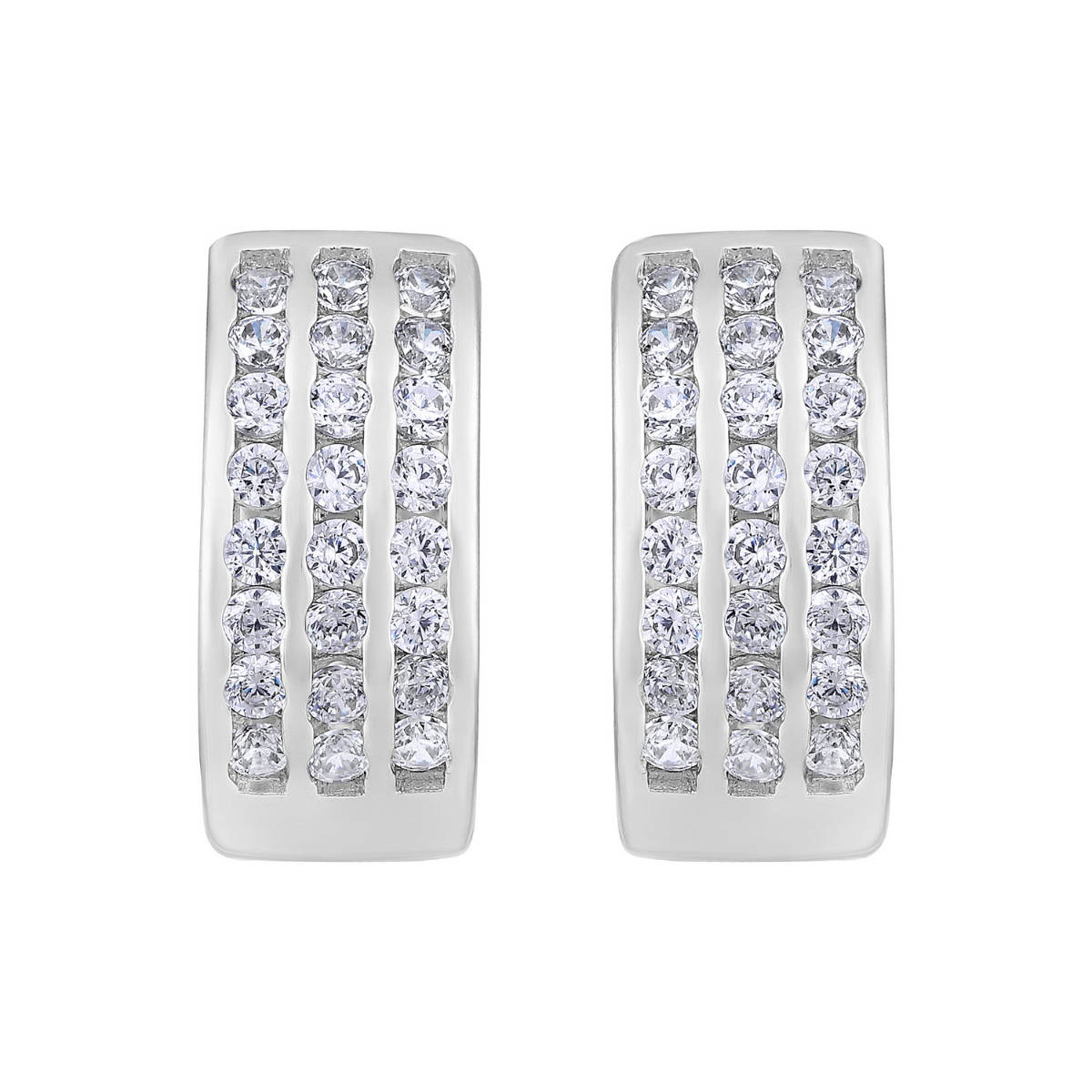 Aatmana Silver Plated American Diamond Studded Hoop Earrings