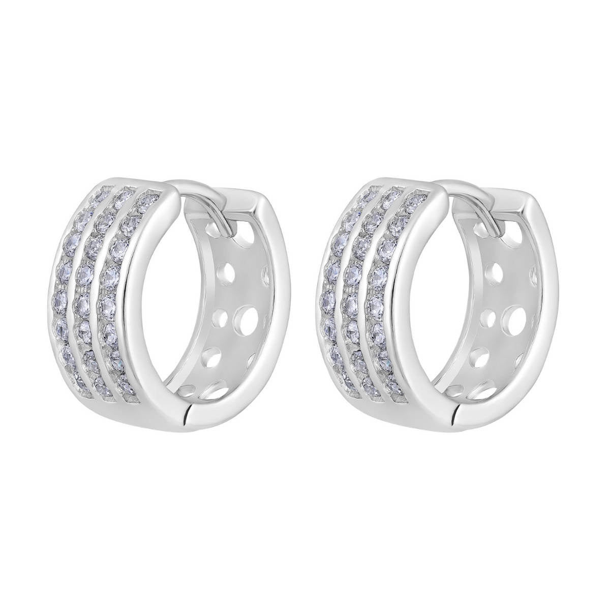 Aatmana Silver Plated American Diamond Studded Hoop Earrings