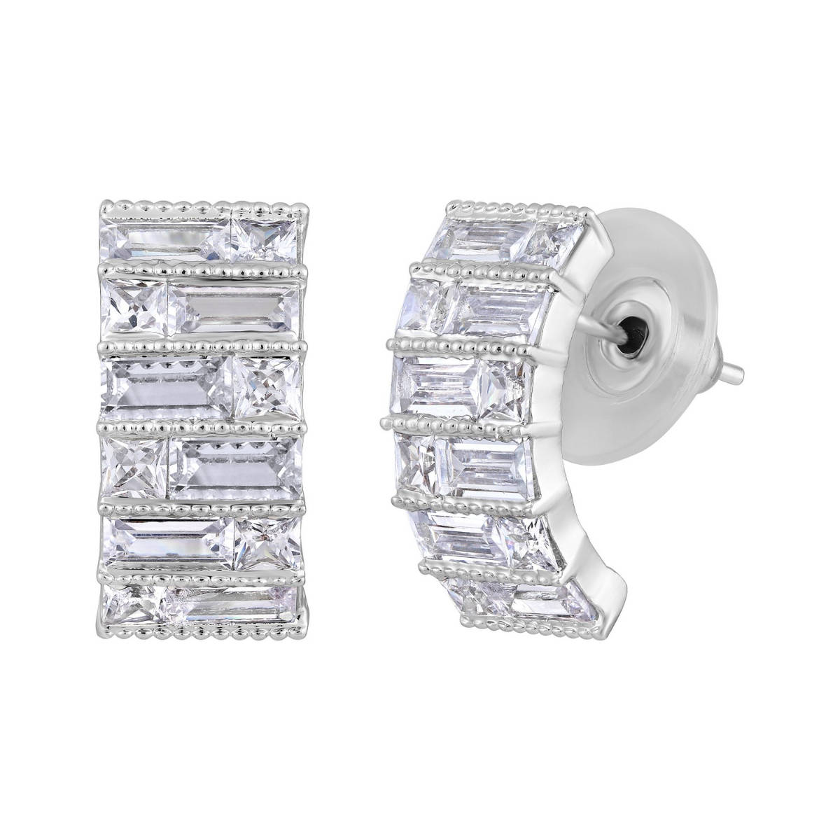 Aatmana White Silver Plated Crystals Studs Earrings
