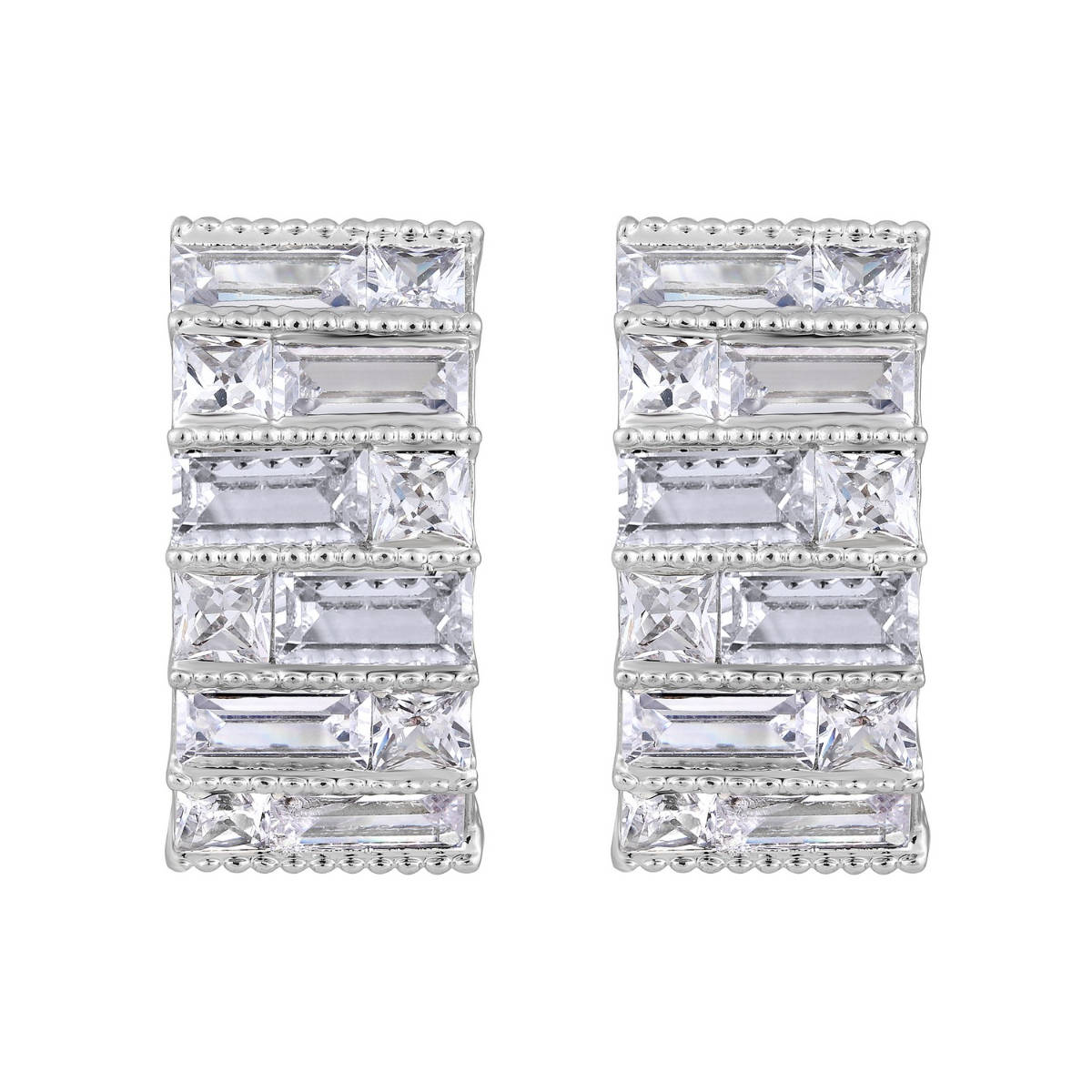 Aatmana White Silver Plated Crystals Studs Earrings