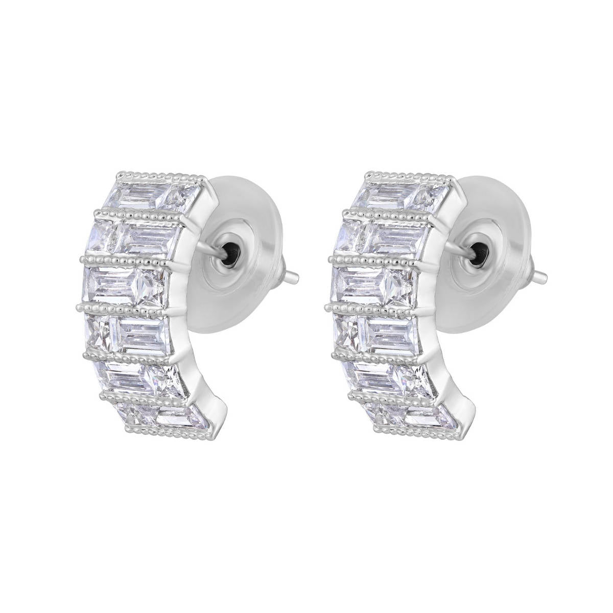 Aatmana White Silver Plated Crystals Studs Earrings