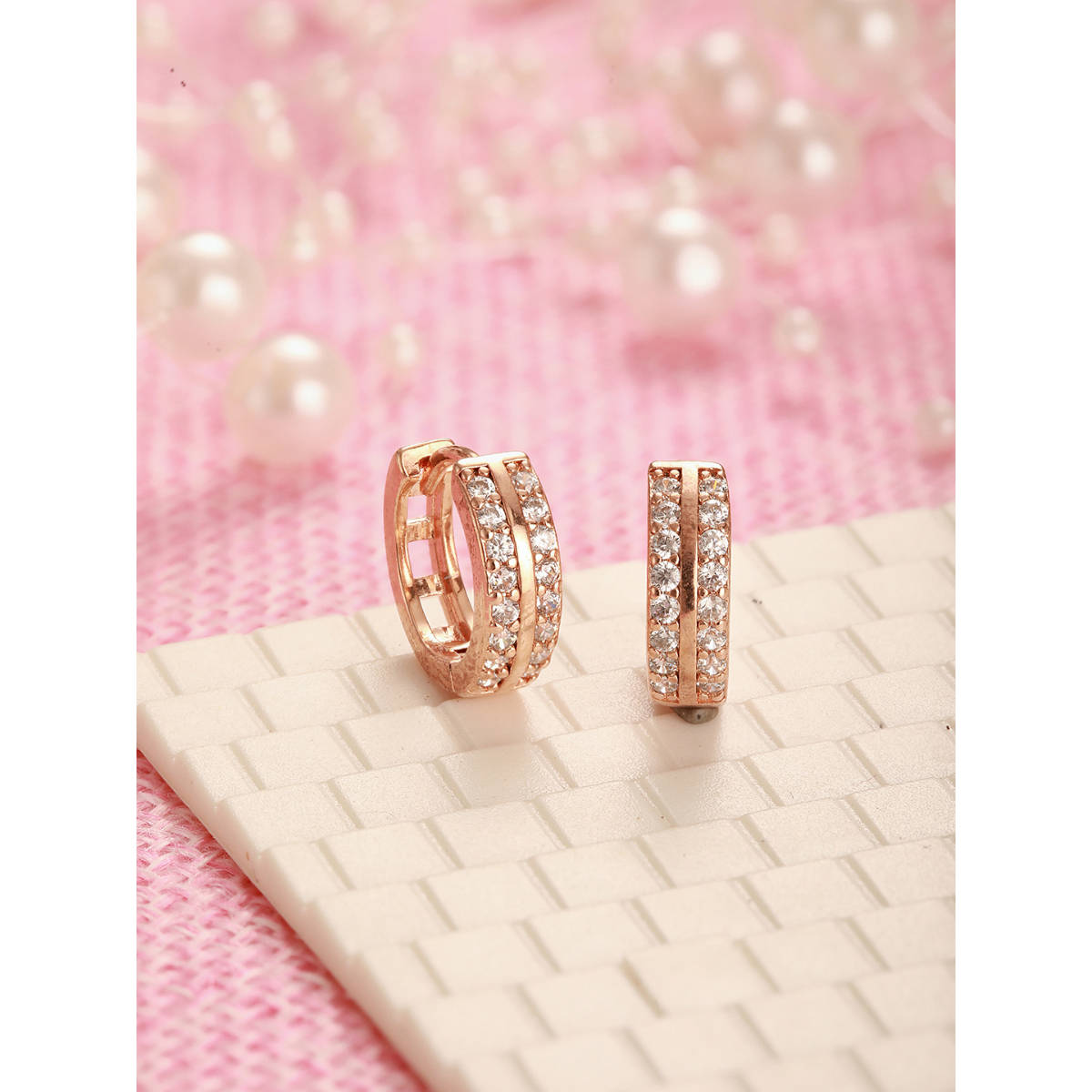 Aatmana Rose Gold Contemporary Hoop Earrings