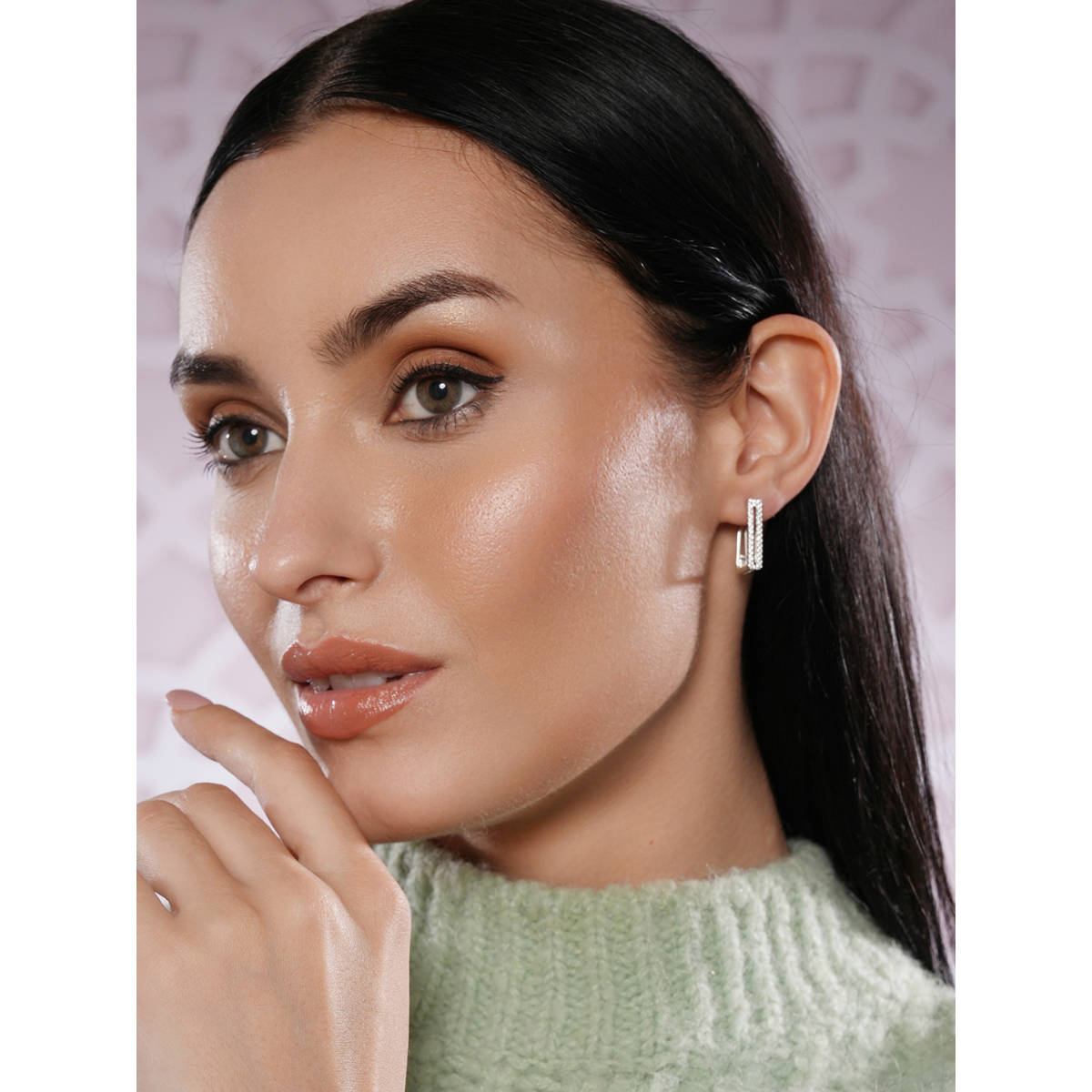 Aatmana Silver Toned Rhodium Western Style Square Hoop Earrings