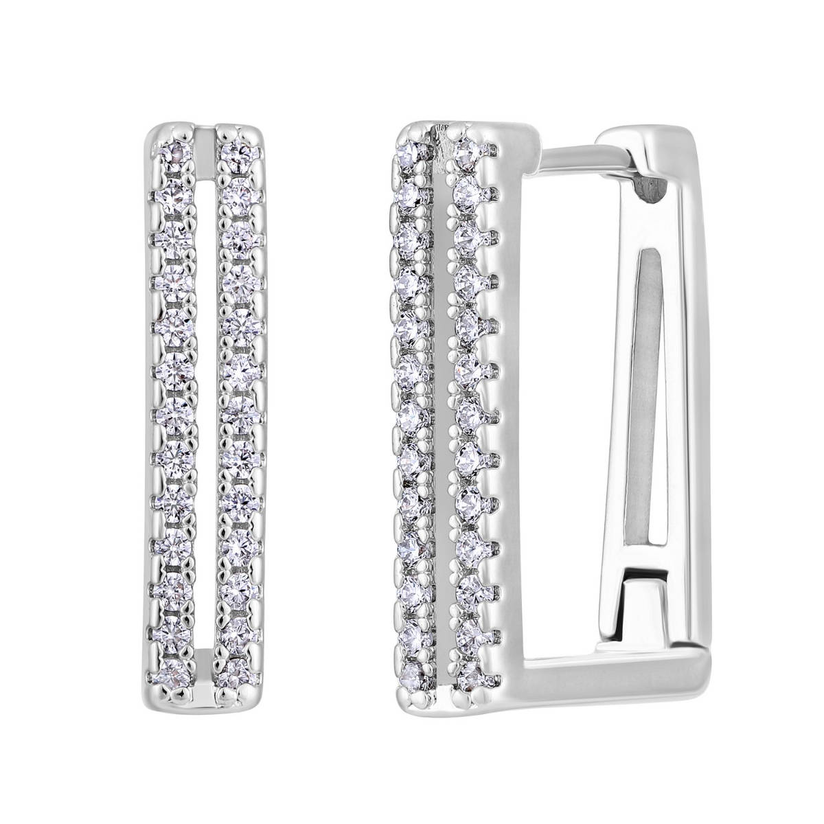 Aatmana Silver Toned Rhodium Western Style Square Hoop Earrings