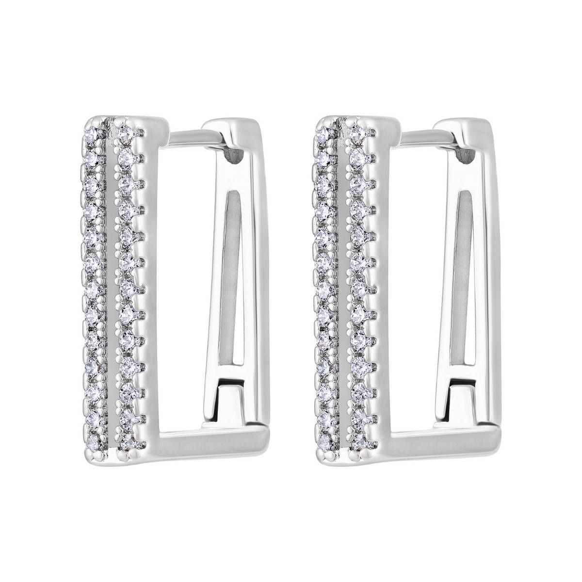 Aatmana Silver Toned Rhodium Western Style Square Hoop Earrings