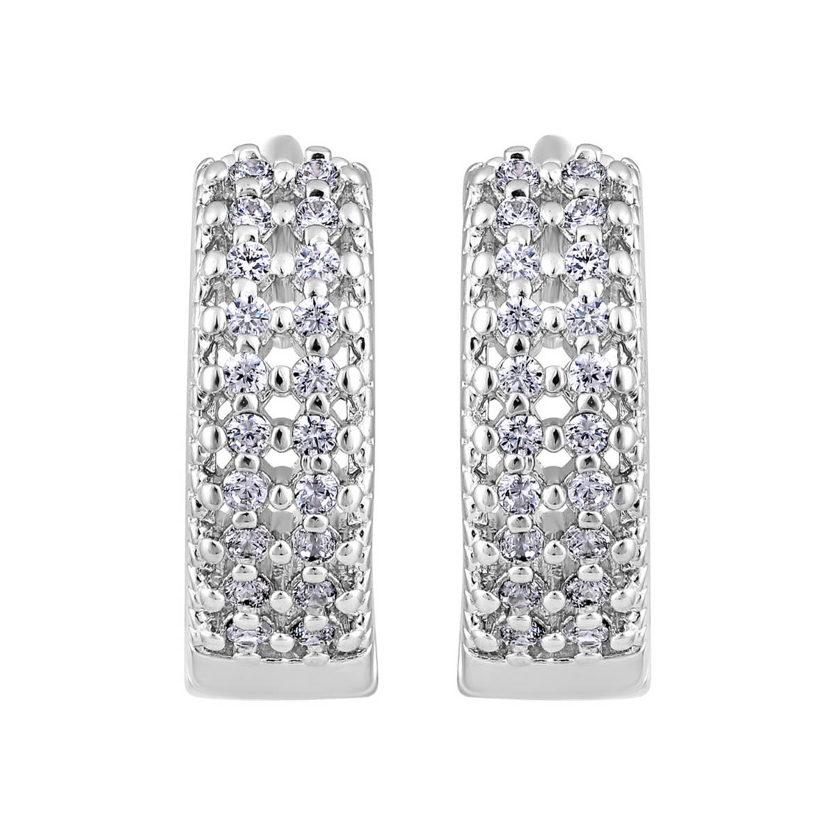 Aatmana Silver-Toned CZ Studded Circular Hoop Earrings