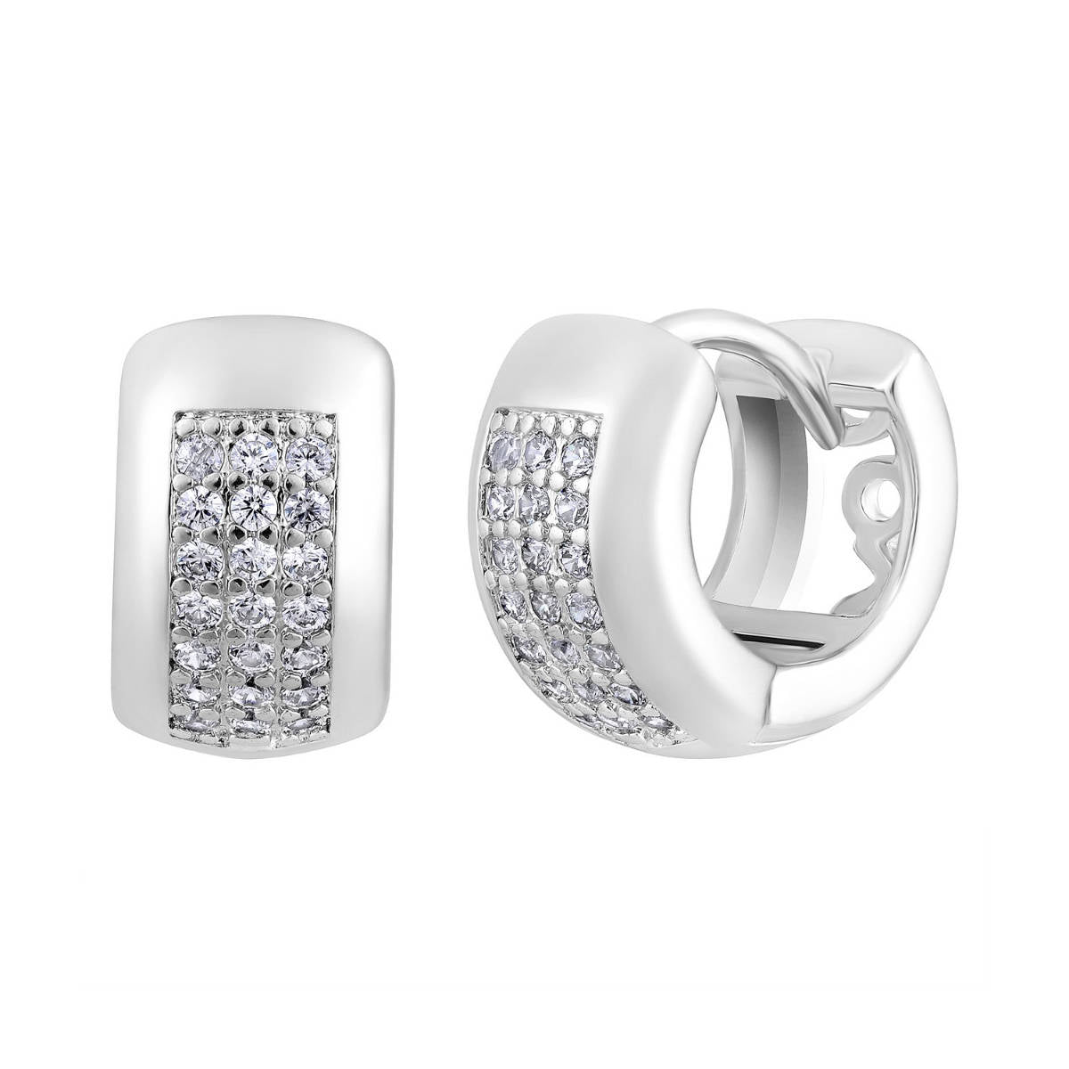 Aatmana Silver-Plated American Diamond Studded Circular Half Hoop Earrings