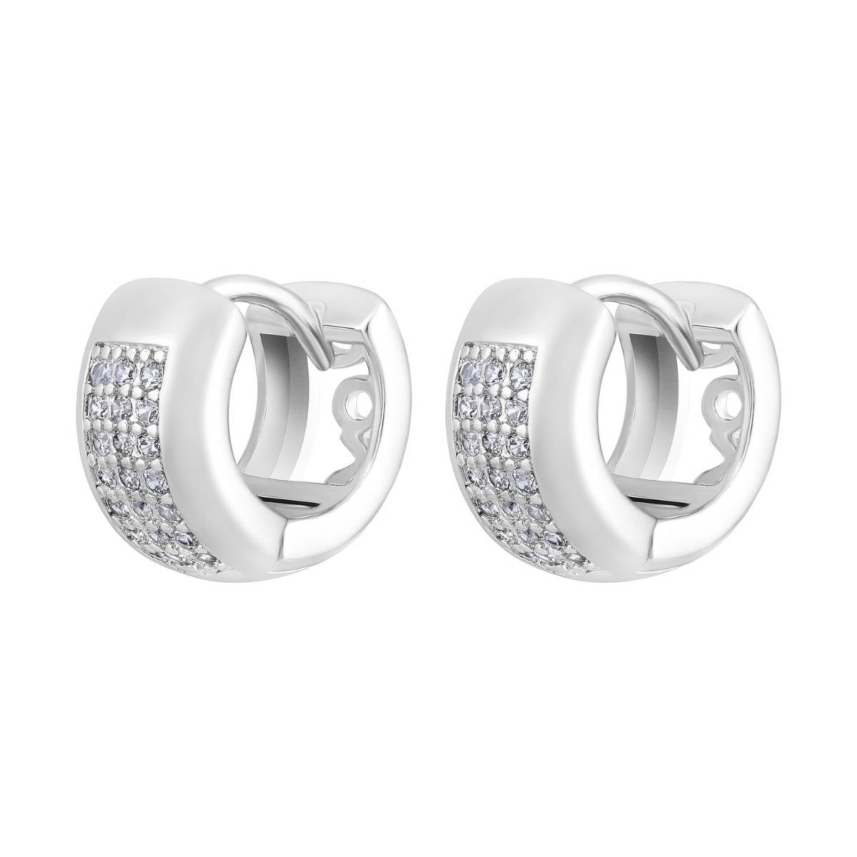 Aatmana Silver-Plated American Diamond Studded Circular Half Hoop Earrings