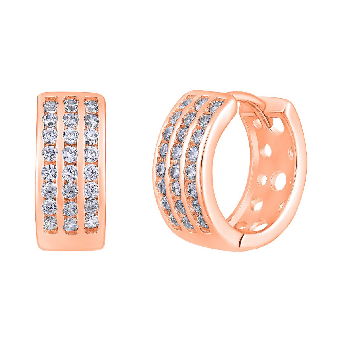 Aatmana Rose Gold Plated American Diamond Studded Hoop Earrings